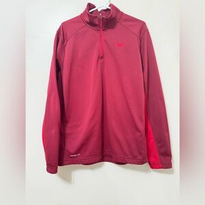 Nike Therma-FIT Men’s size L Zip Running Sweatshirt Top Burgundy/red